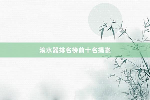滚水器排名榜前十名揭晓